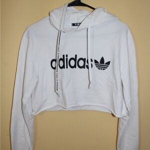 Adidas White Cropped Hoodie